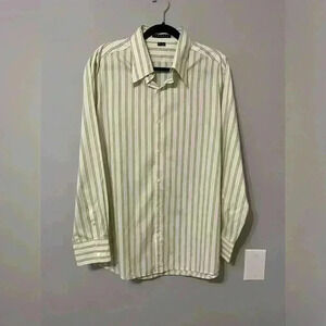 Theory Men’s Button Up/Down Snap Collar Striped Dress Shirt Size XLARGE